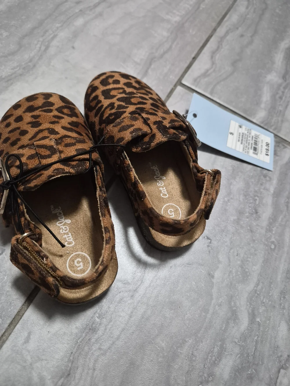 Cat & Jack Leopard Print Mary Jane Sandals - Brown & Black SZ 5